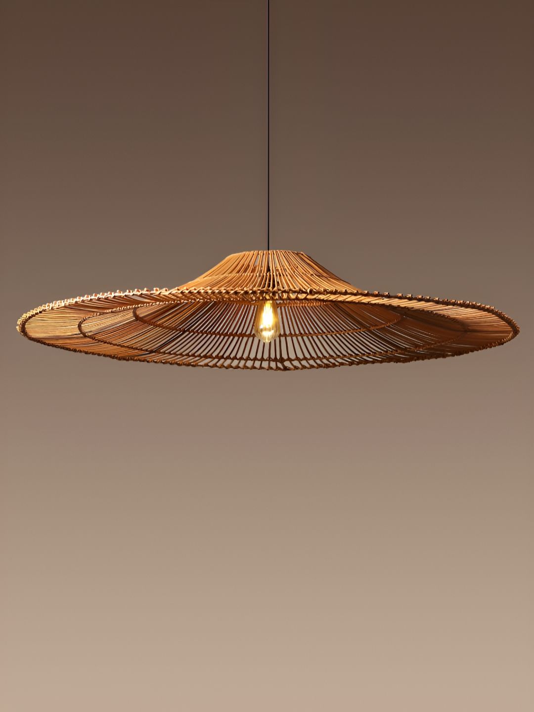 HABERE INDIA Brown Textured Rattan Contemporary Abstract Shaped Ceiling Lamp-picture-47
