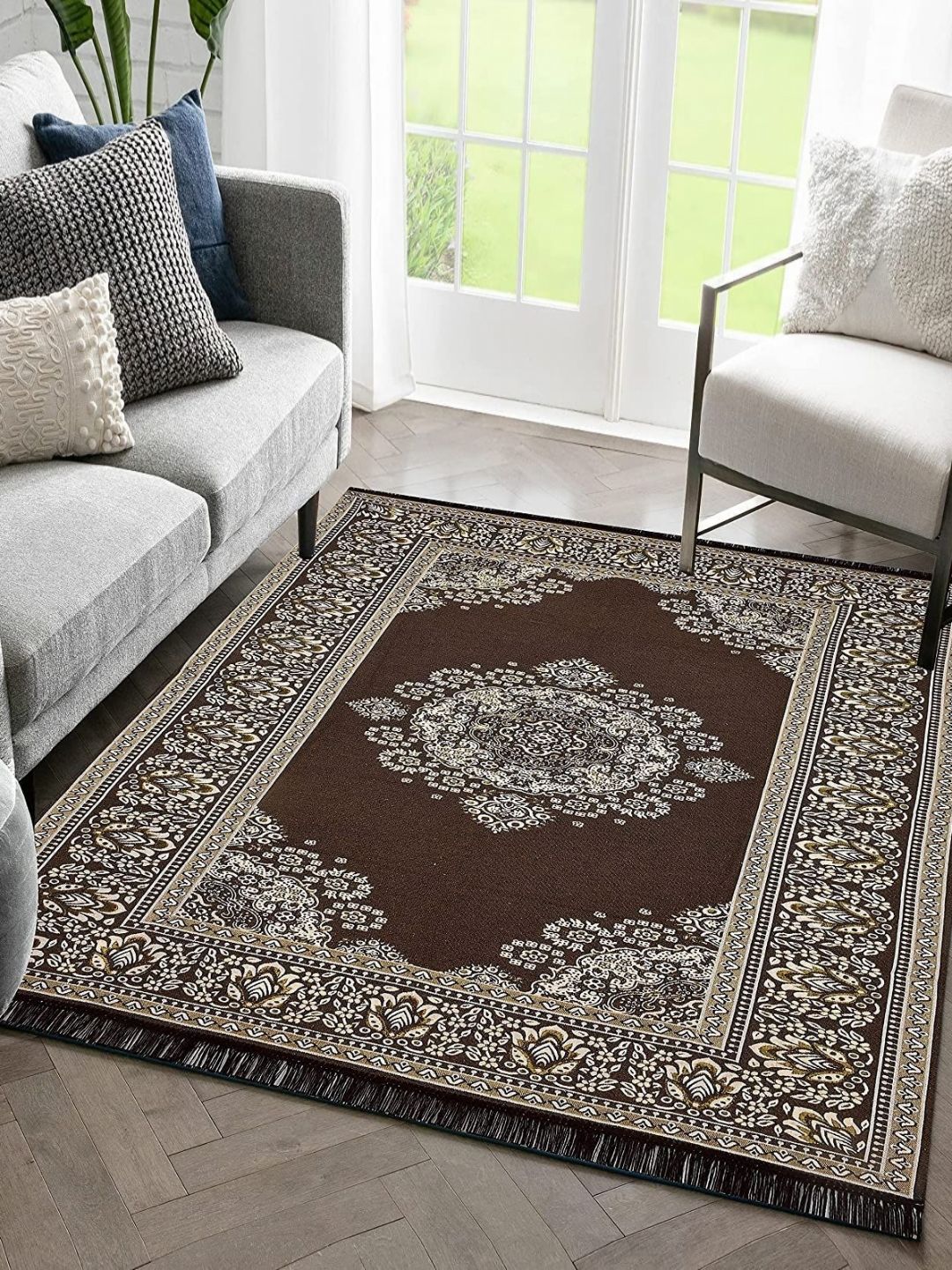 Sparrow world Coffee Brown Solid Cotton Carpet-picture-34