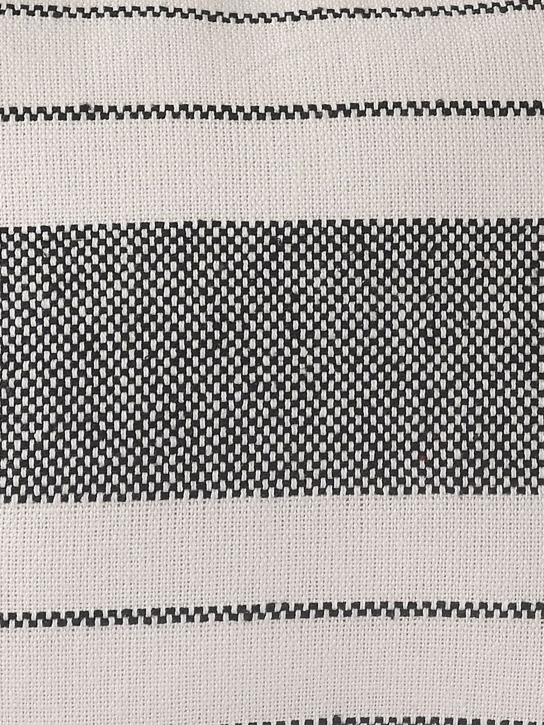 SASHAA WORLD Black & Off White Striped Cotton Square Cushion Covers-picture-15