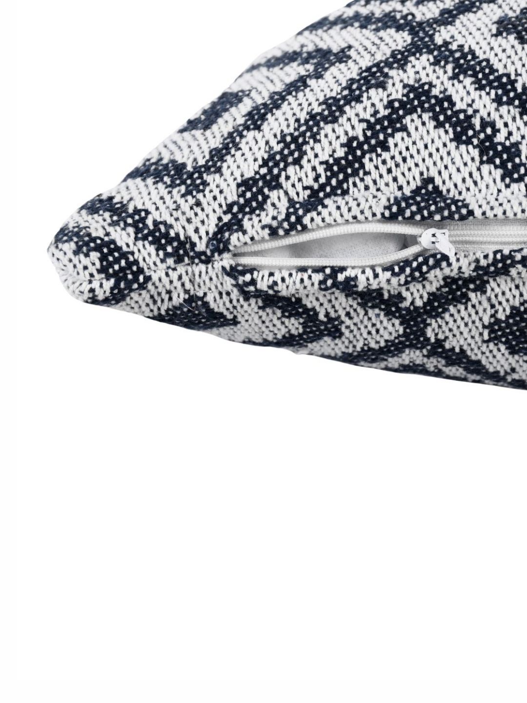 SASHAA WORLD Blue & White Geometric Woven Design Cotton Square Cushion Covers-picture-23
