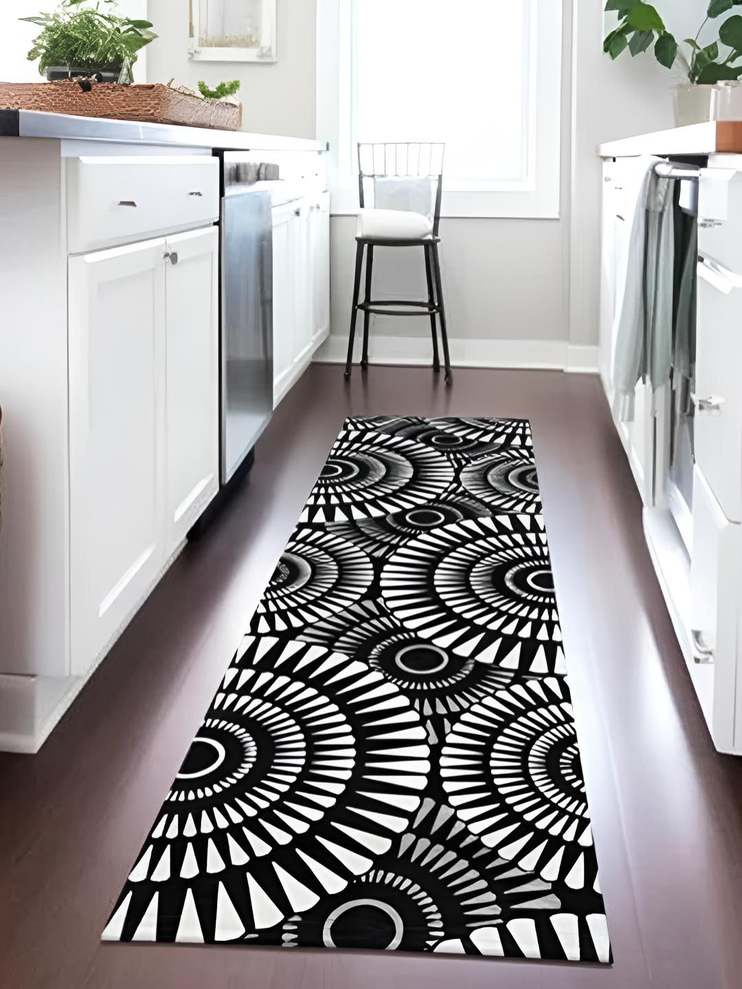 ANA Black & White Printed Pure Cotton Bedside Floor Runner-image-8