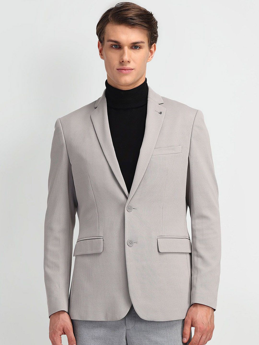 Arrow Self Design Slim-Fit Single-Breasted Formal Blazers-image-30