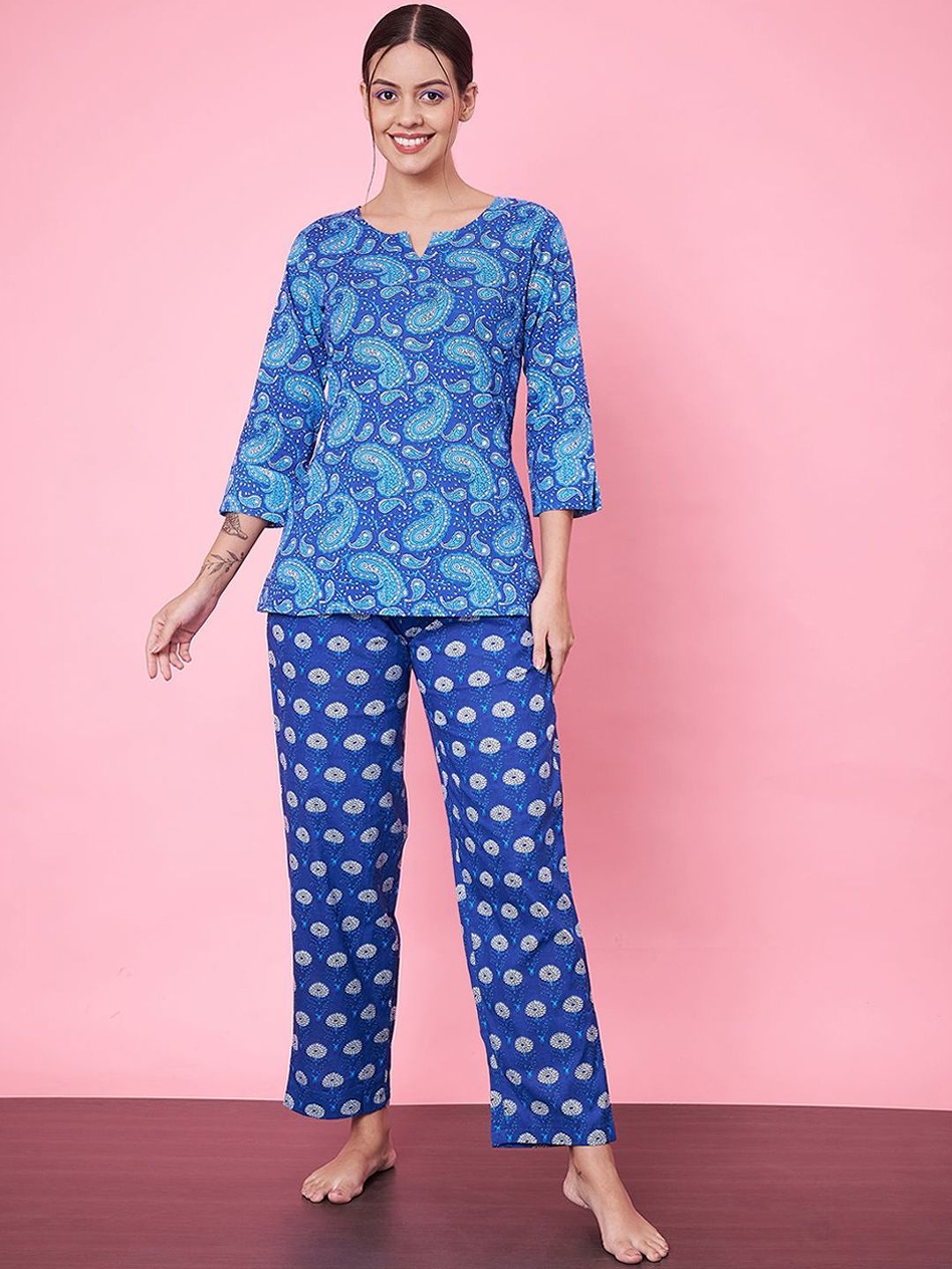 etc x fwd ETC Women Printed Three-Quarter Sleeves Night Suit-picture-39