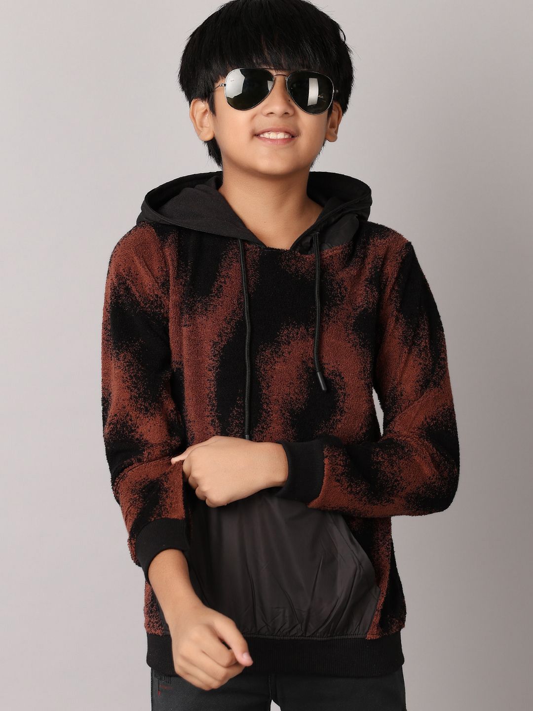 V-Mart Boys Solid Hood Cotton Pullover Sweatshirt-picture-12