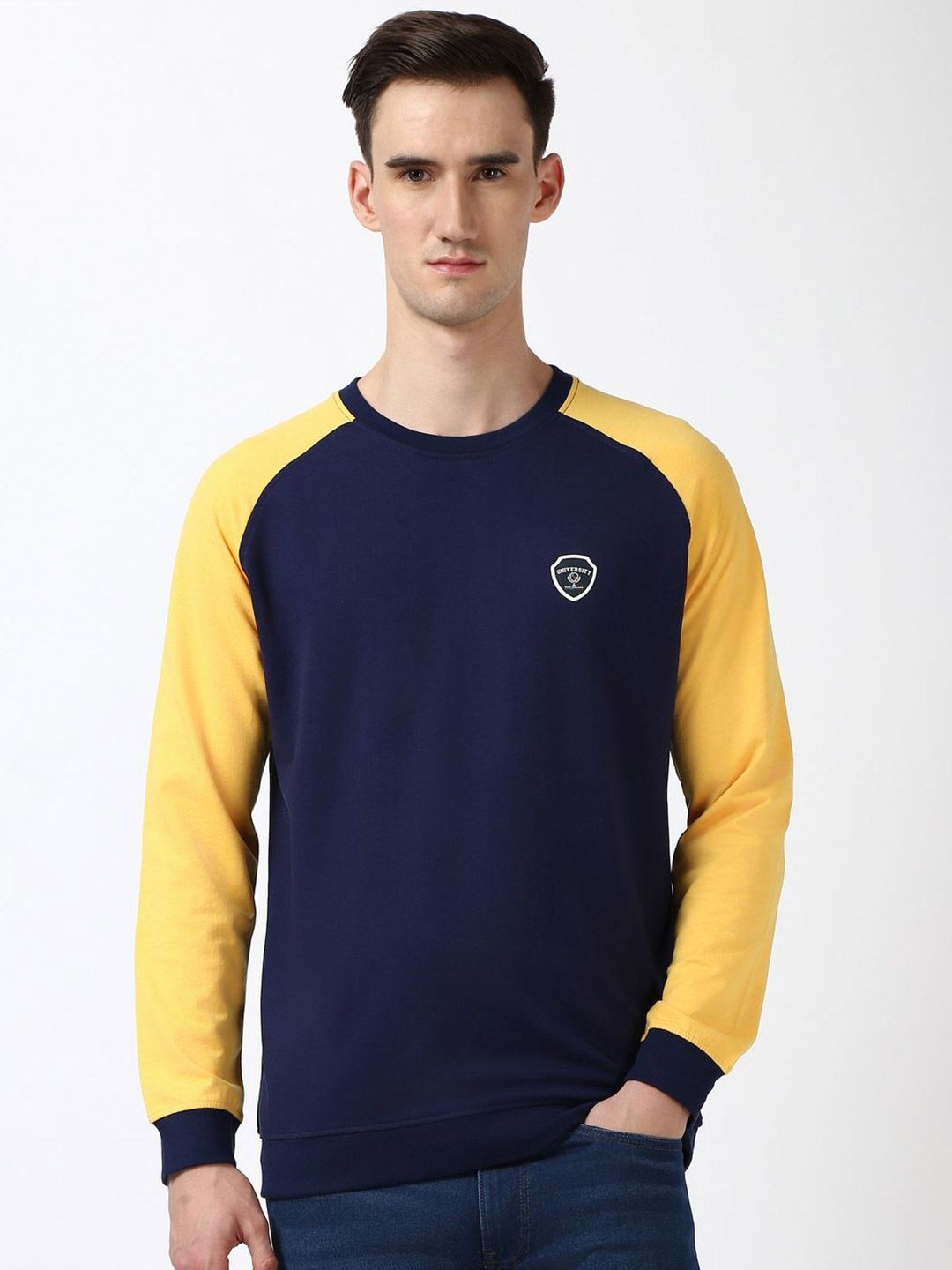 Peter England Casuals Men Solid Round Neck Cotton Pullover Sweatshirt-picture-18