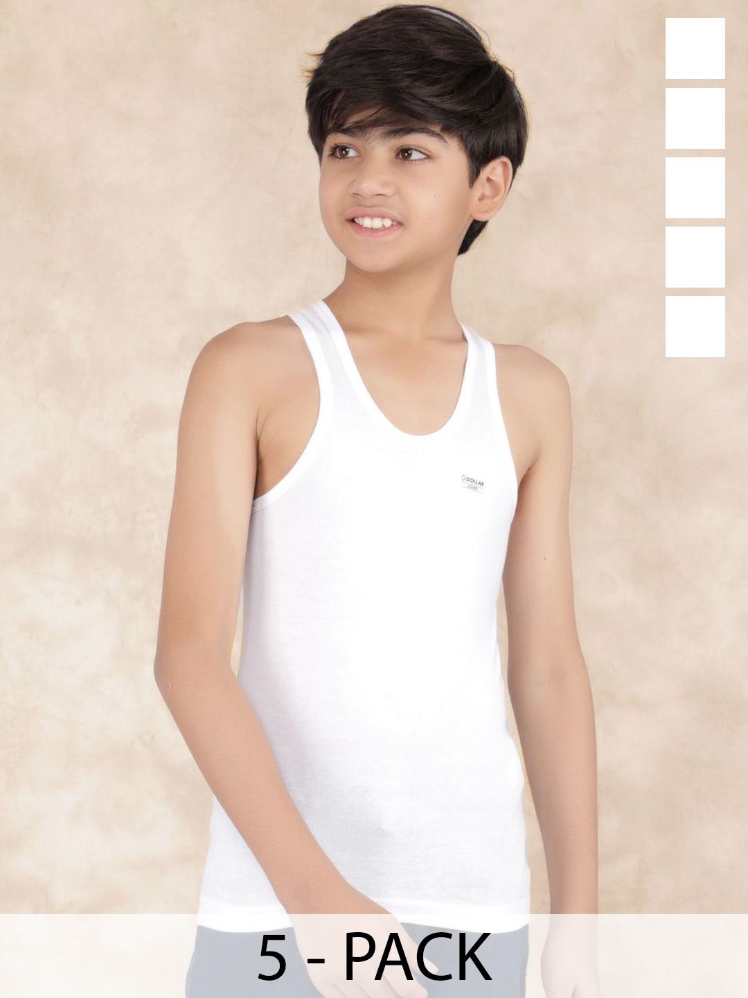 Dollar Boys Pack Of 5 Cotton Innerwear Vests MLHVE-01-K-WHT-PO5-picture-11