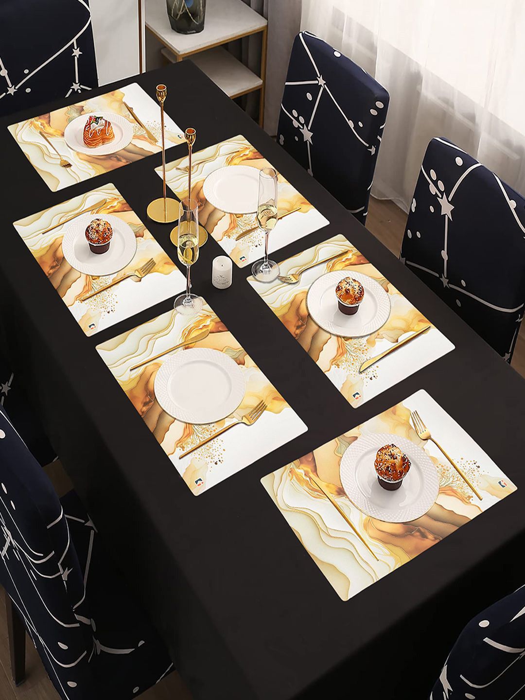 Kuber Industries Cream-Color 6 Pieces Printed Rectangle Shape Table Placemats-image-10