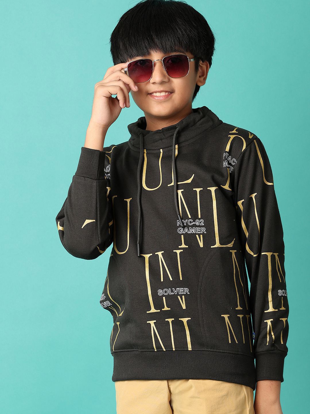 V-Mart Boys Typography Printed Hood Cotton Pullover Sweatshirt-picture-19