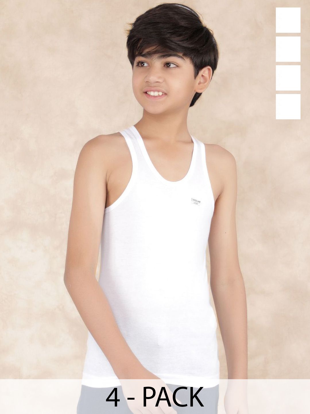 Dollar Boys Pack Of 4 Cotton Undershirt Vests-image-33