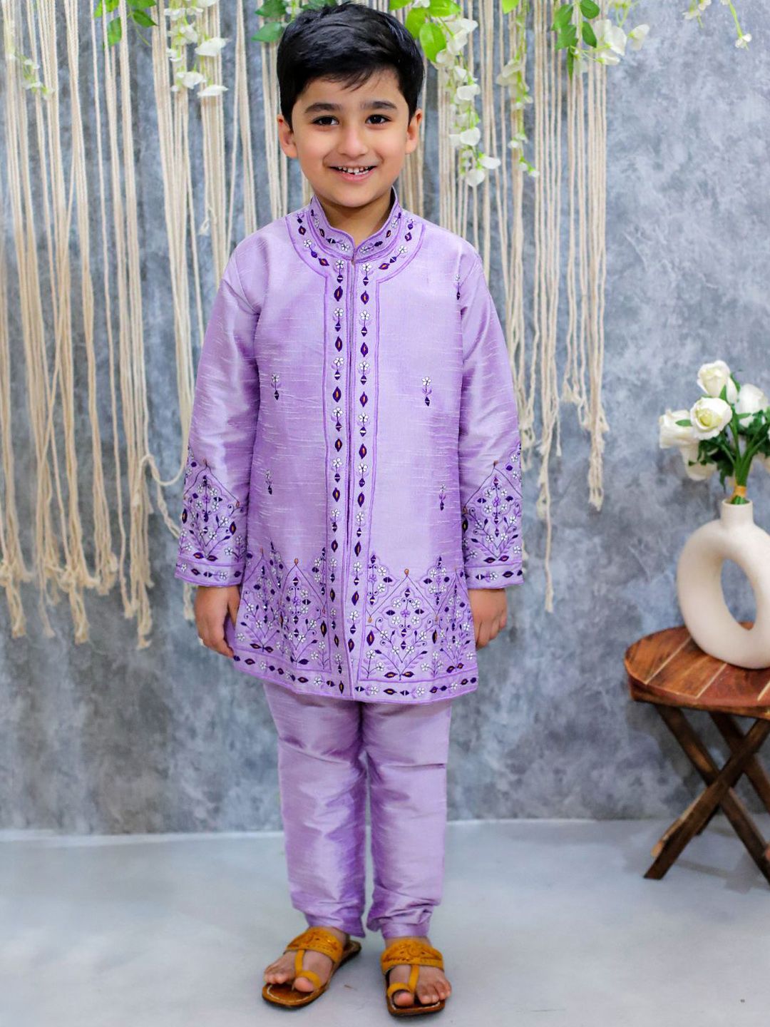 BownBee Boys Embroidered Sherwani Set-image-39