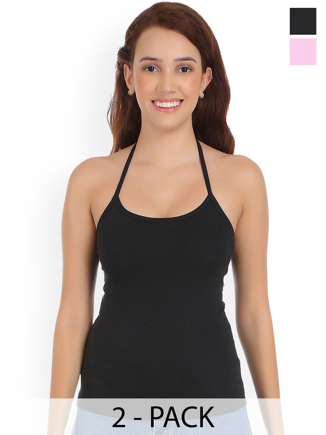 SELFCARE Women Pack Of 2 Halter Neck Cotton Camisoles-picture-15