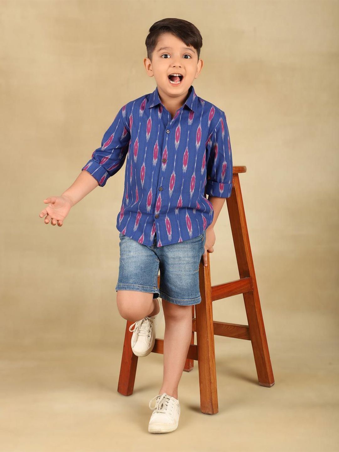 Fabindia Boys Spread Collar Abstract Printed Cotton Casual Shirt-picture-35