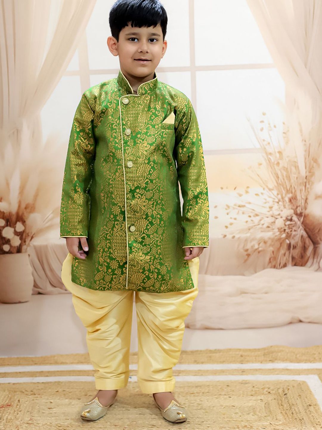 BownBee Boys Woven Design Sherwani Set-image-7