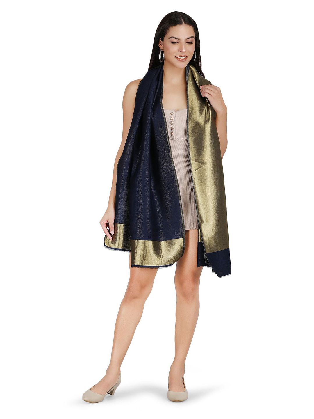 Stole & Yarn Unisex Solid Zari Stoles-image-12