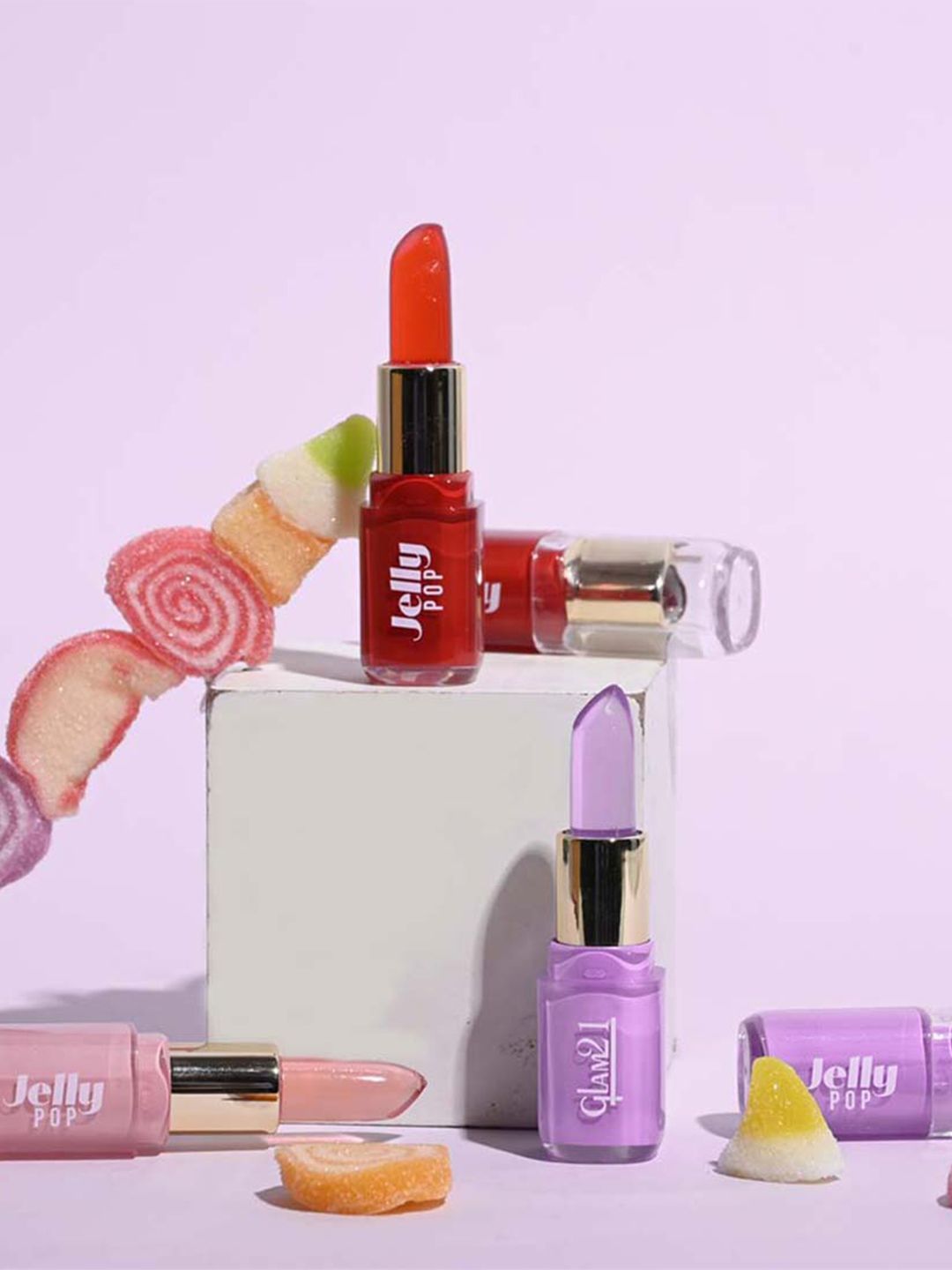 GLAM21 Jelly Pop Fruity Gel Glossy Finish Lipstick-3.6g-02- Strawberry Red-image-41