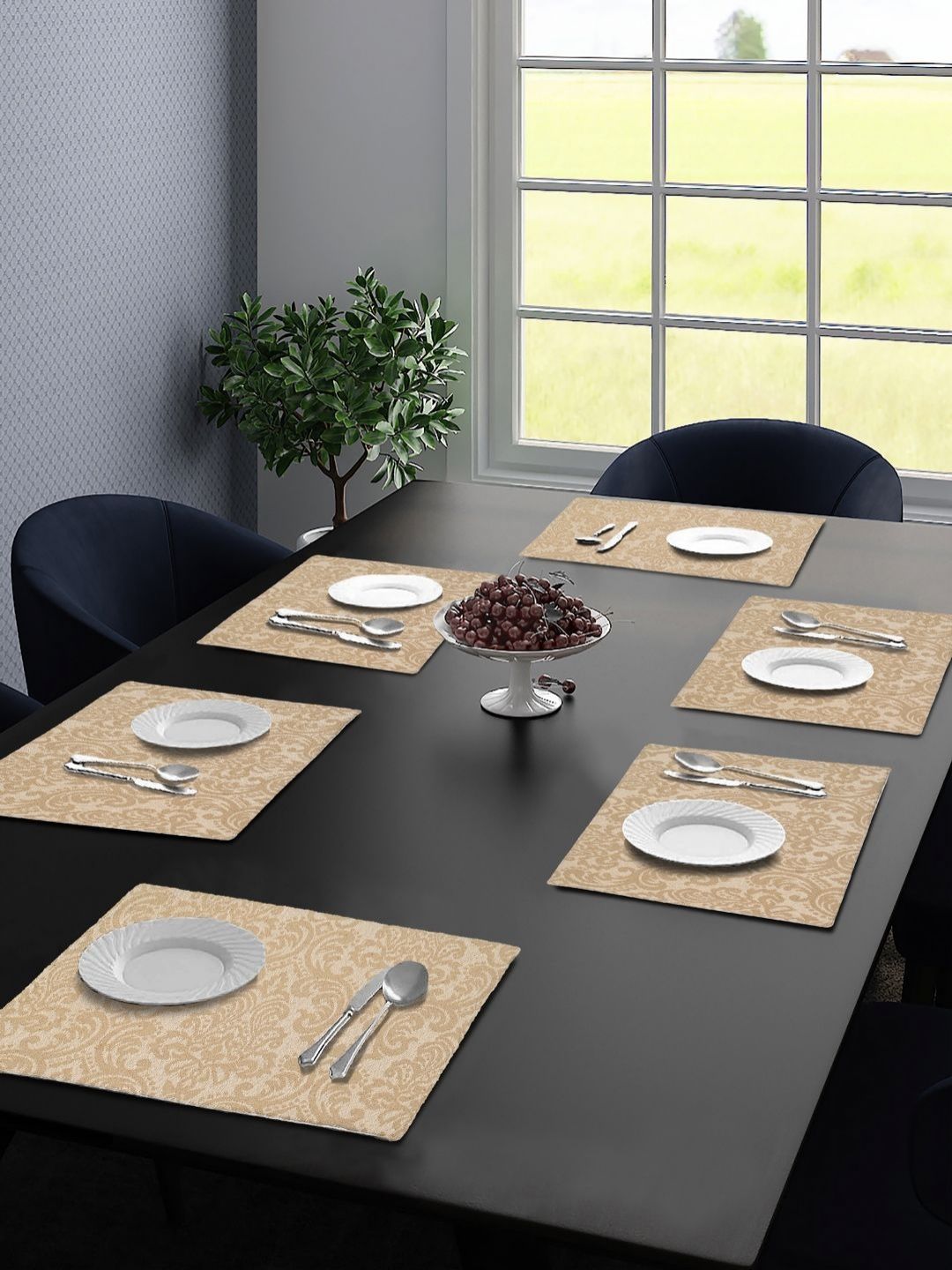 Saral Home 6Pcs Beige Textured Table Placemats-picture-25