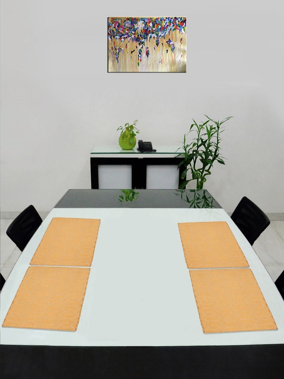 Saral Home 4Pcs Yellow Textured Table Placemats-picture-31