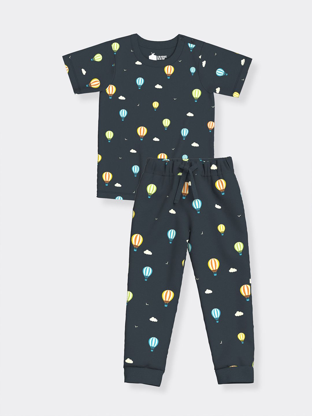 Orange Sugar Unisex Kids Printed T-shirt with Pyjamas-picture-34