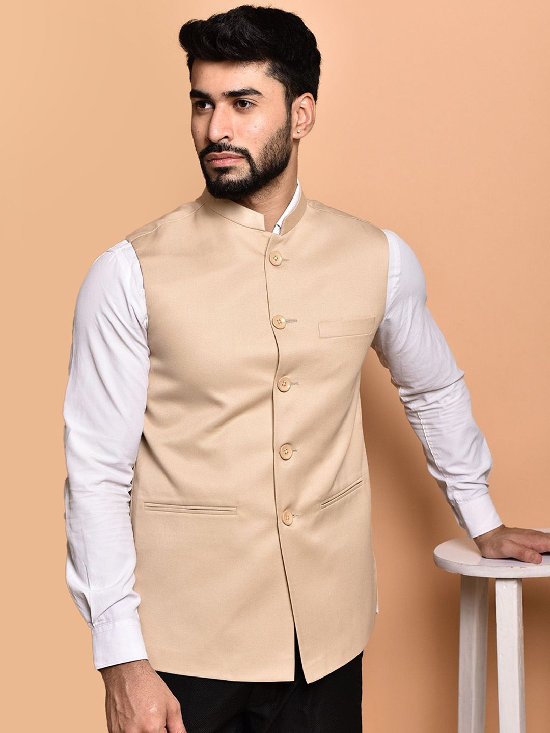 PRINTCULTR Textured Woven Nehru Jacket-picture-48