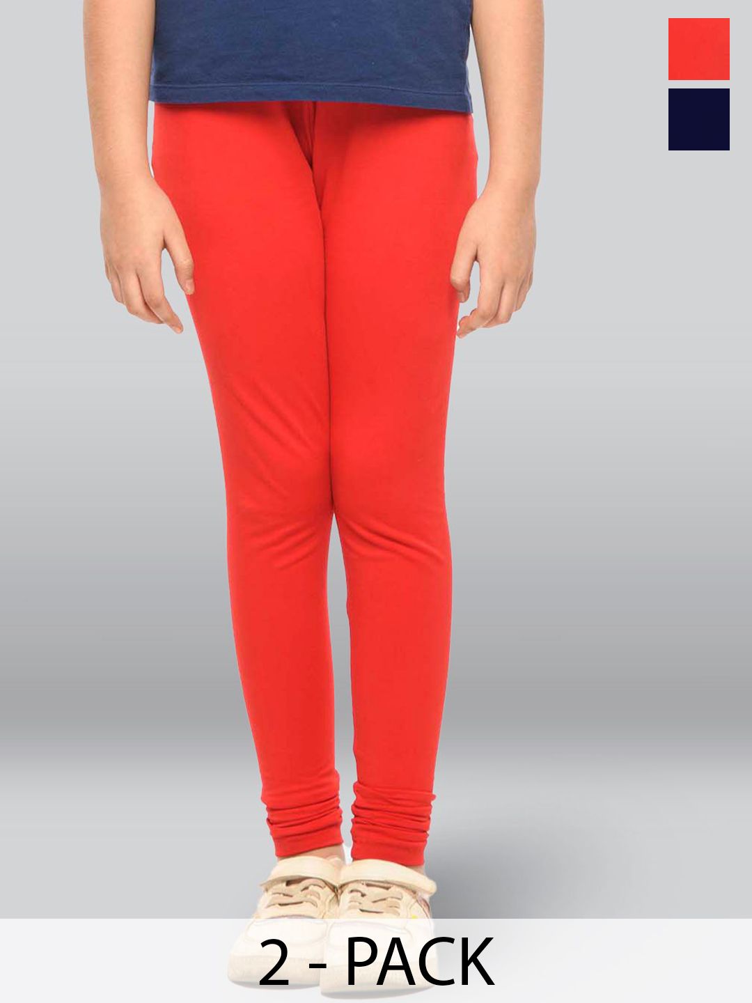 LYRA Girls Pack Of 2 Cotton Ankle-Length Leggings-picture-19