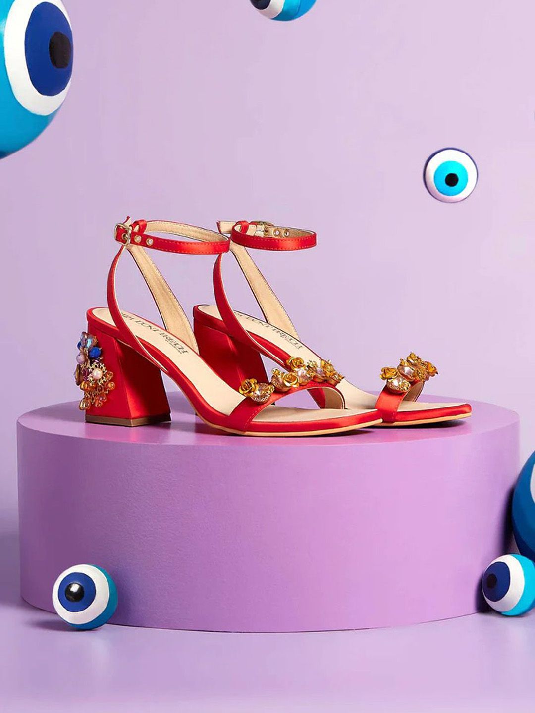Papa Don't Preach Embellished PU Block Sandals-image-47