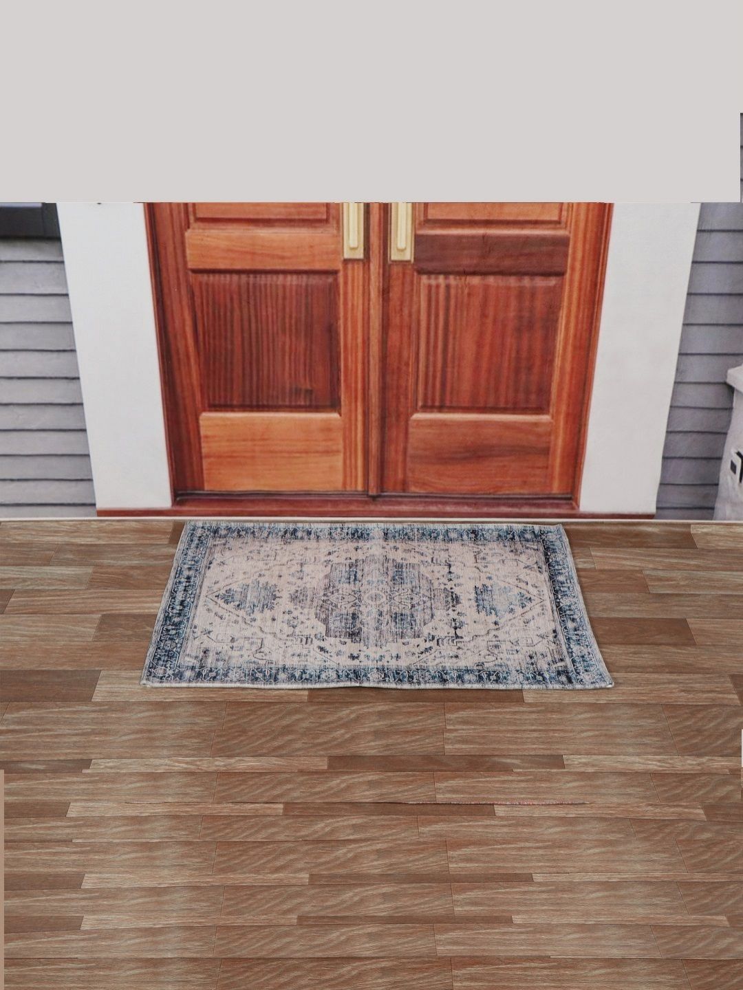 BELLA Grey & Beige Printed Rectangular Anti-Skid Doormats-image-4