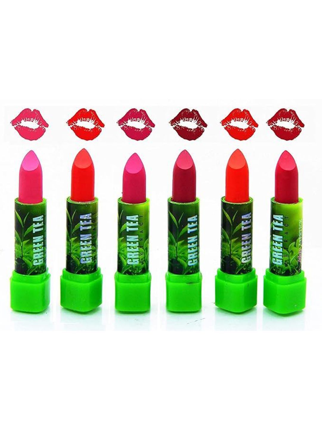 YELGO Pack of 12 Super Matte Green Tea Extract Combo Lipstick-image-4