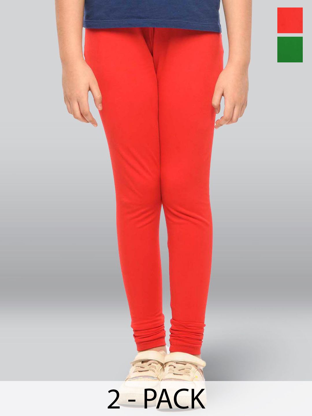 LYRA Girls Pack Of 2 Cotton Ankle-Length Leggings-picture-26