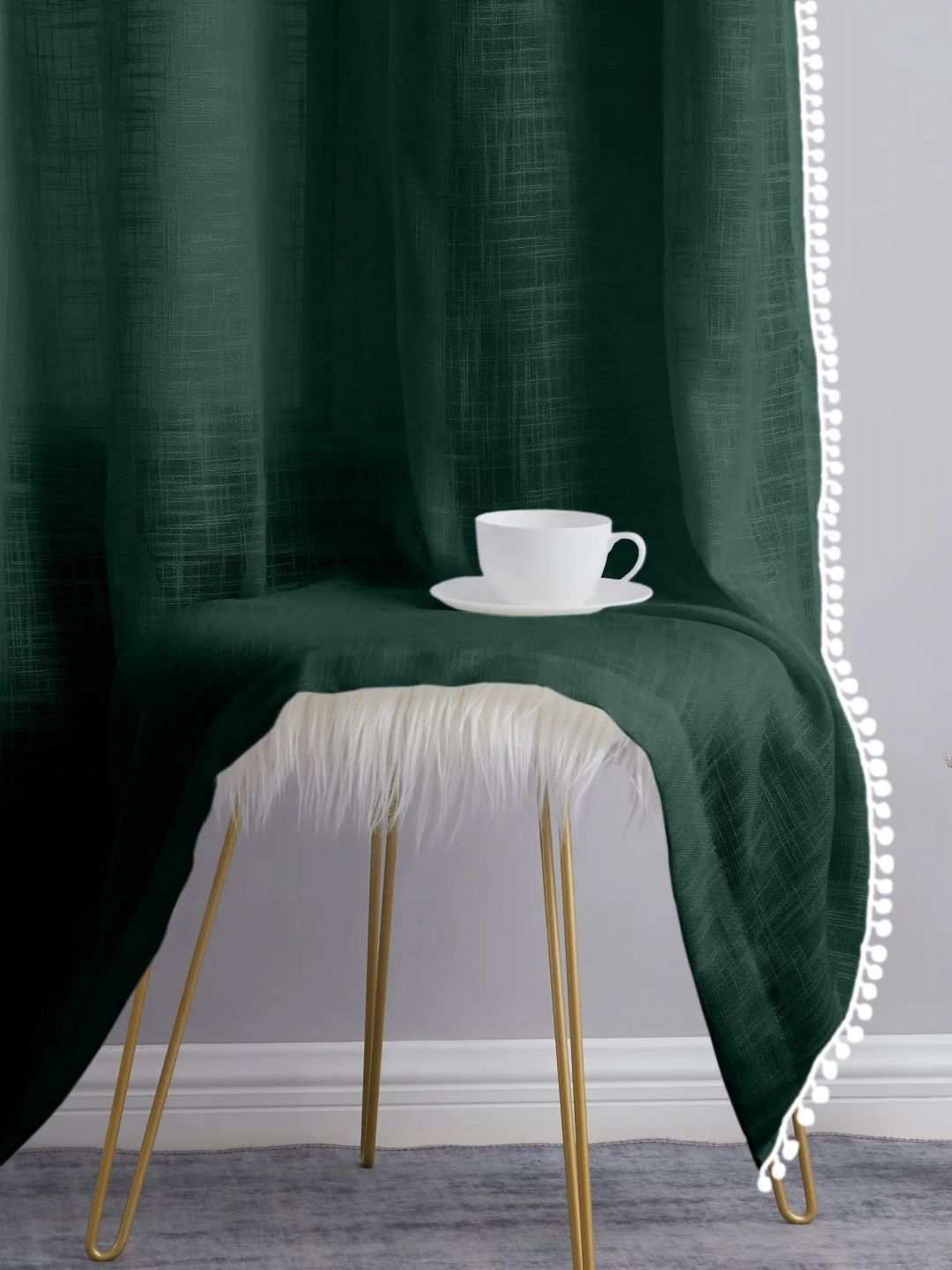 THE LINEN COMPANY Sea Green 2 Pieces Sheer Cotton Linen Window Curtain-picture-23