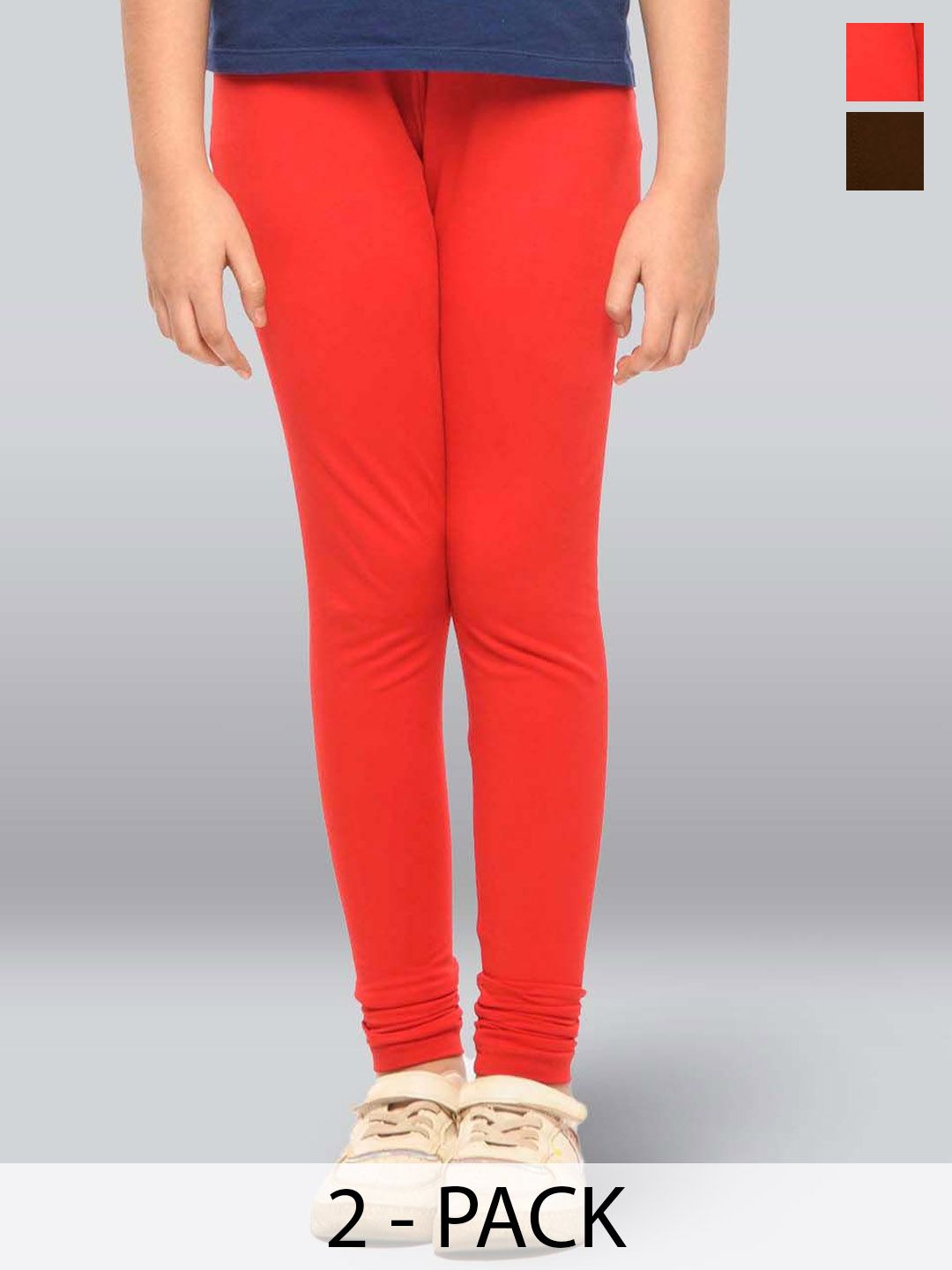 LYRA Girls Pack Of 2 Cotton Ankle-Length Leggings-picture-28