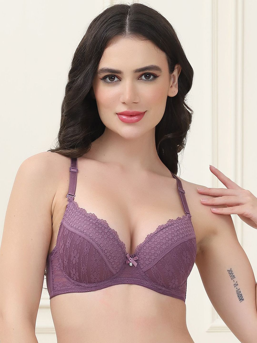 PrettyCat Floral Printed  Medium Coverage Underwired Lightly Padded Bra