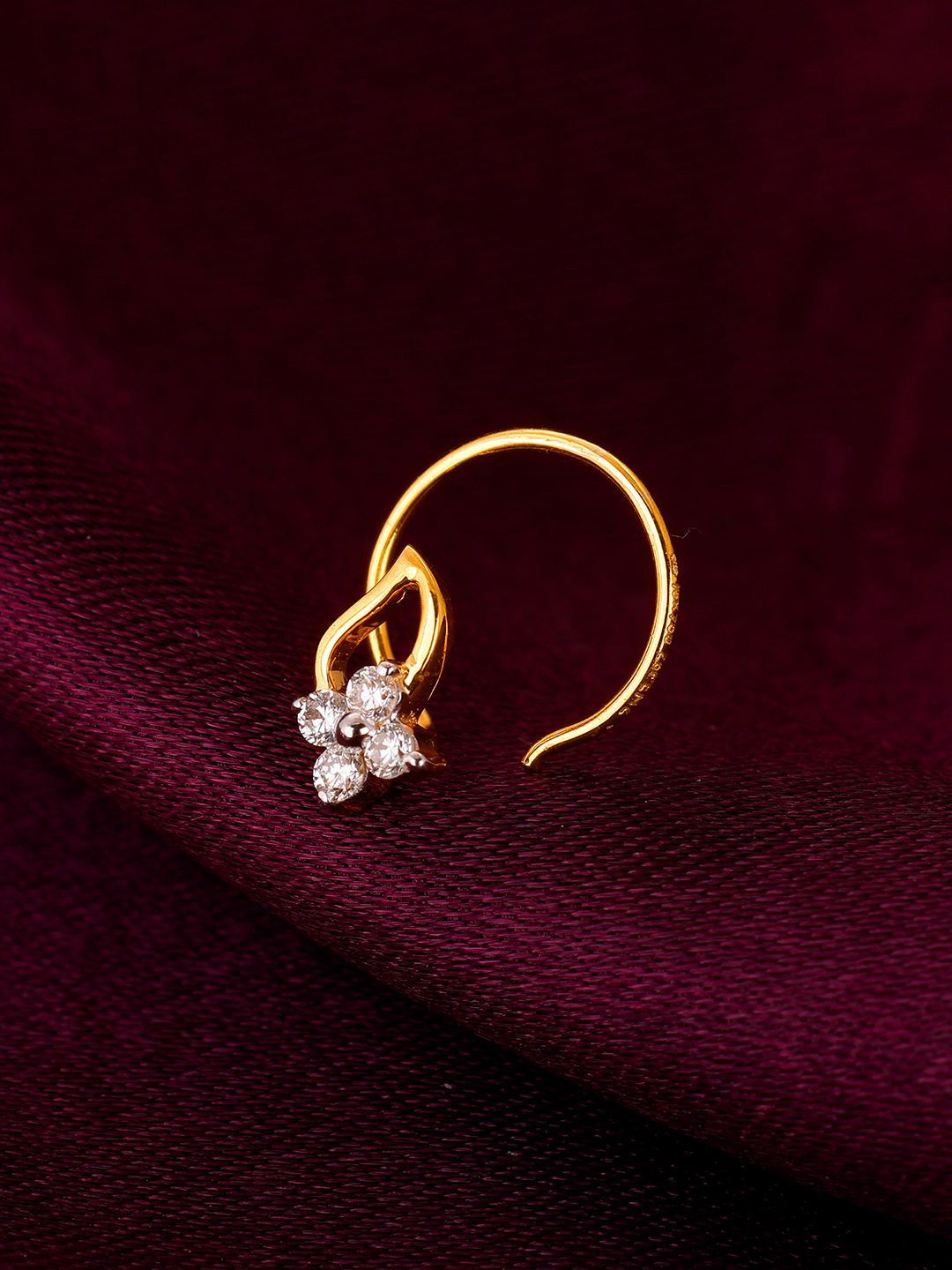 GIVA 18K BIS Hallmark Yellow Gold Diamond Nosepin-picture-19