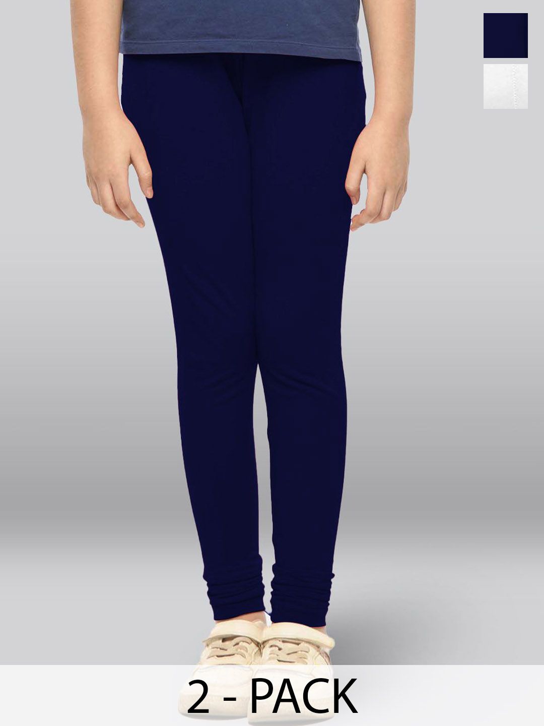 LYRA Girls Pack Of 2 Cotton Ankle-Length Leggings-picture-25