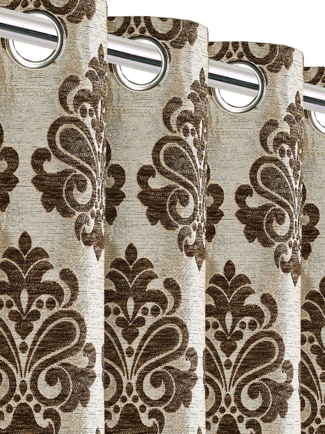 Saral Home Gold-Toned & Brown Set of 2 Ethnic Motifs Black Out Window Curtain-image-31