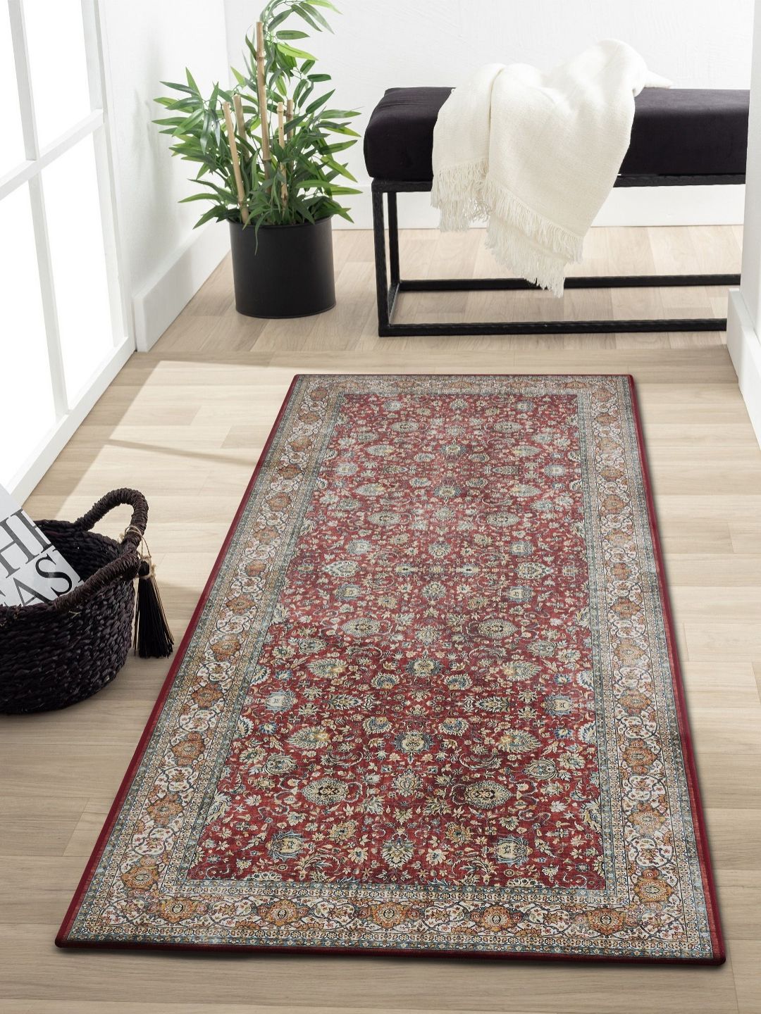 OBSESSIONS Beige Printed Rectangular Bedside Runners