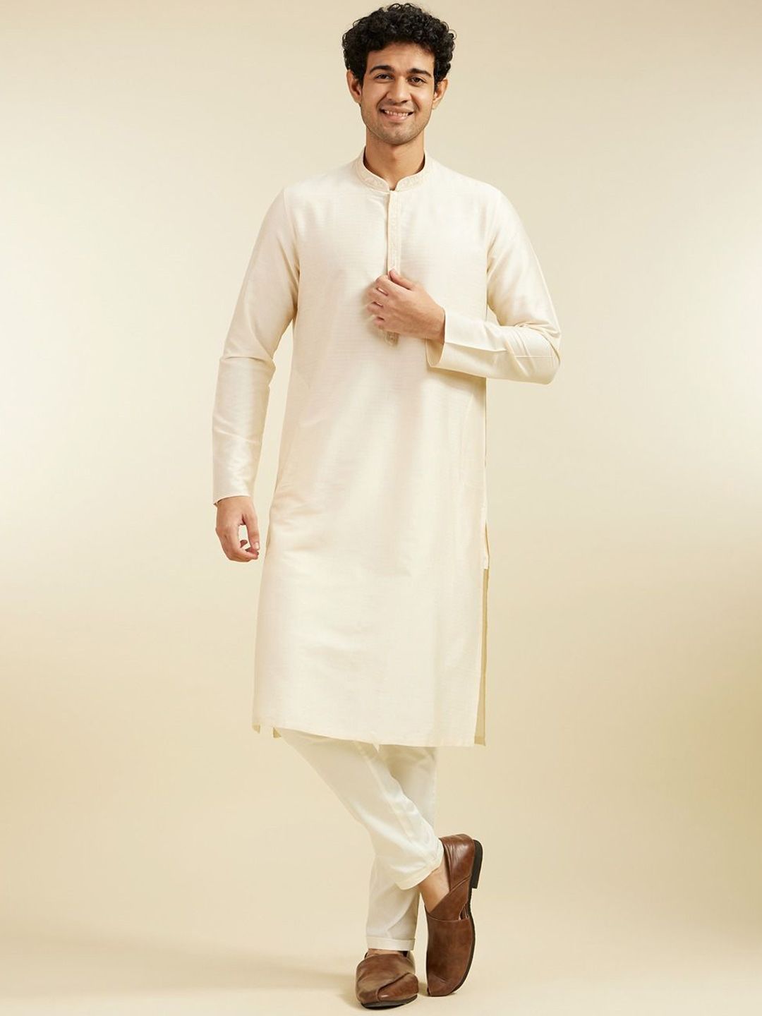 Diwas by Manyavar Mandarin Collar Straight Kurta-picture-40