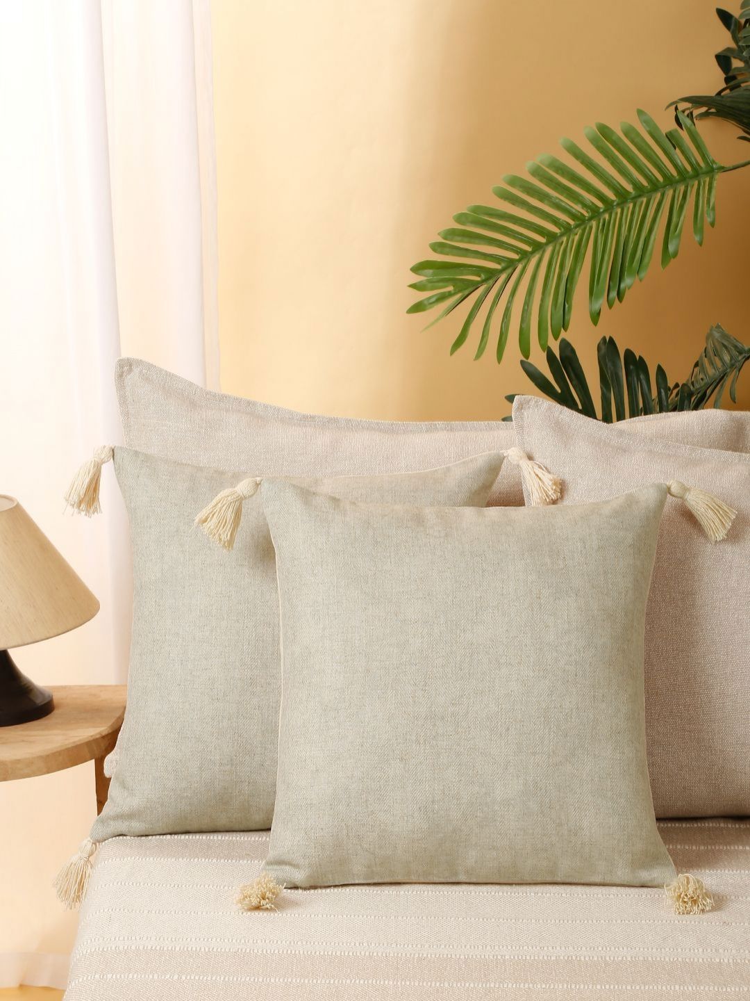 eyda Grey 2 Pieces Square Tasselled Cushion Covers-picture-21