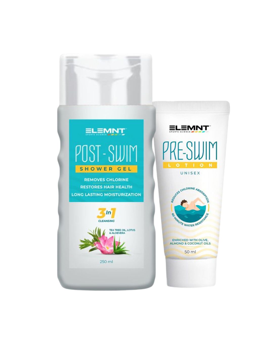Elemnt Sports Science Pre Swim Lotion-50ml & Post Swim Shower Gel Combo-250ml-image-42