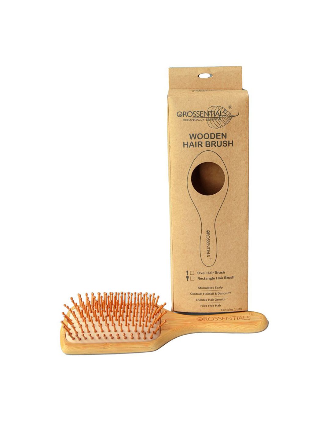 OROSSENTIALS Neem Wooden Bristle Paddle Hair Brush-image-3