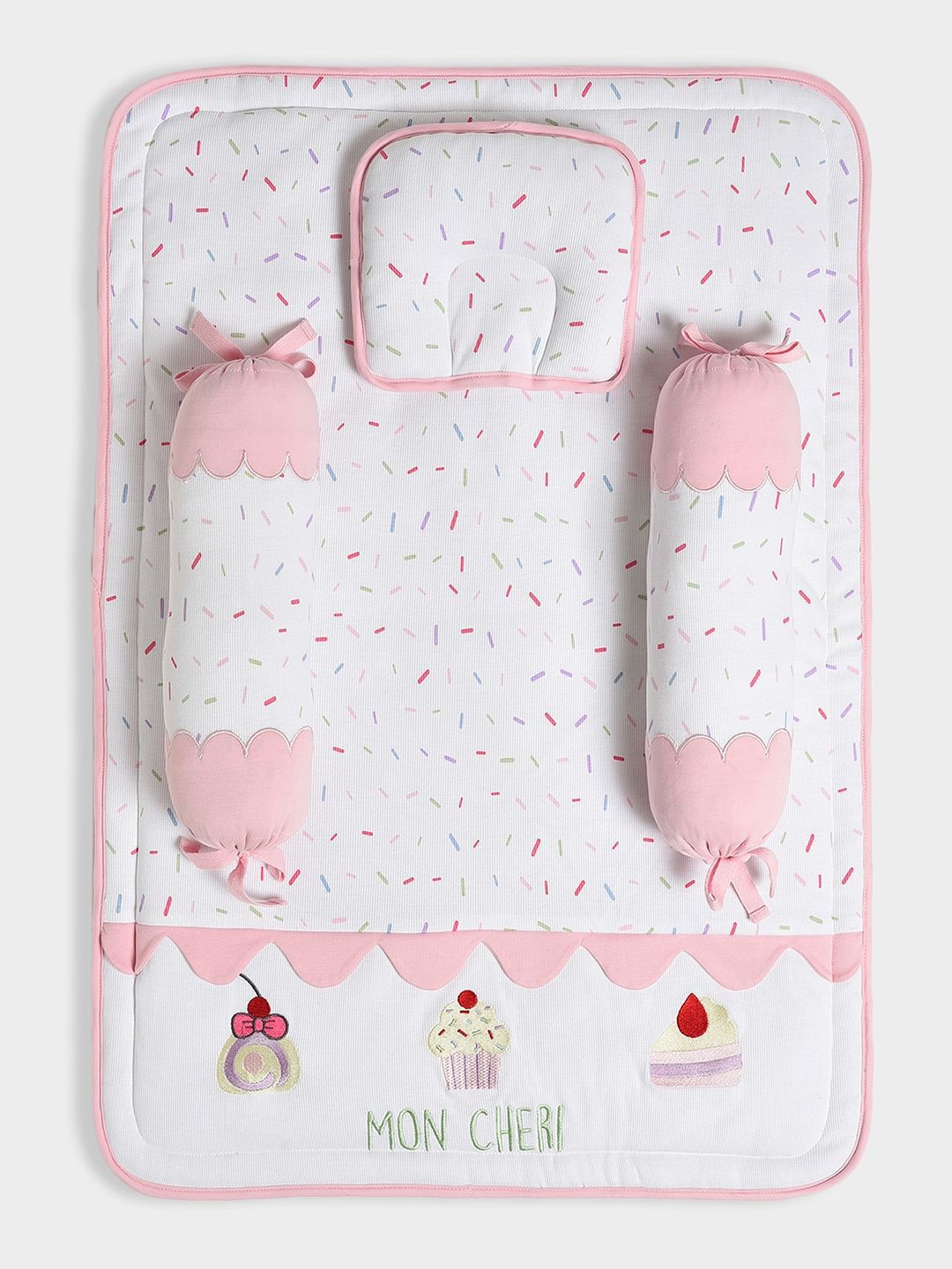 MiArcus Kids Infants White & Pink Printed Baby Bedding Set-picture-22