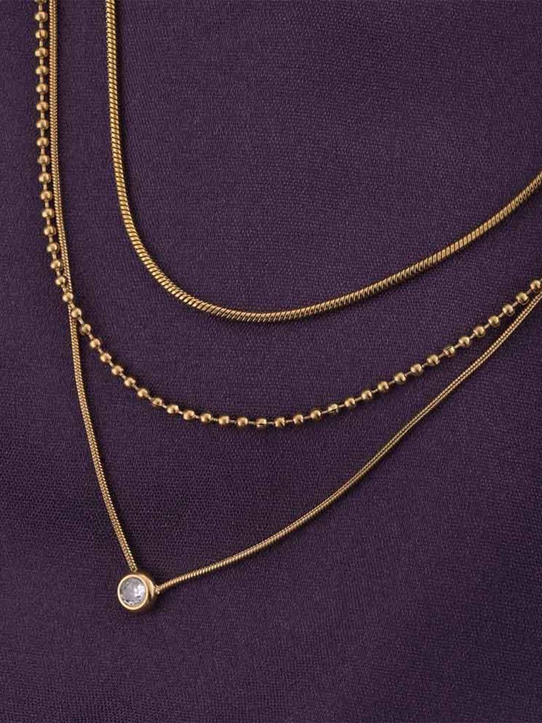 PALMONAS Gold-Plated Stainless Steel Layered Necklace-picture-40