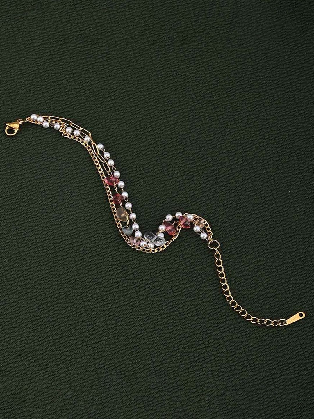 PALMONAS Stainless Steel Gold-Plated Beaded Layered Wraparound Bracelet-picture-54