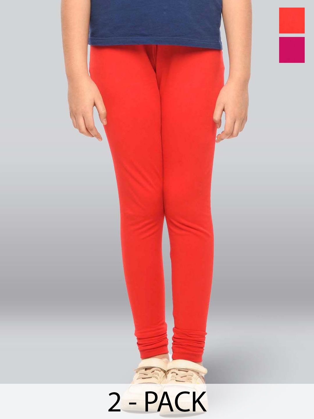 LYRA Girls Pack Of 2 Cotton Ankle-Length Leggings-picture-21