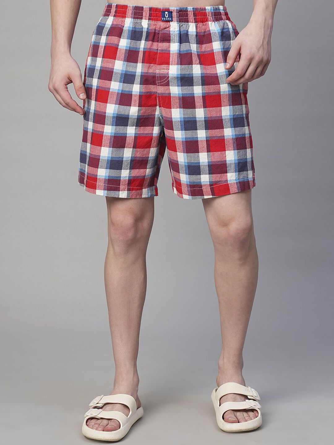 PRONK Checked Cotton Woven Boxer TM-BXR-020-NVY-S-image-8