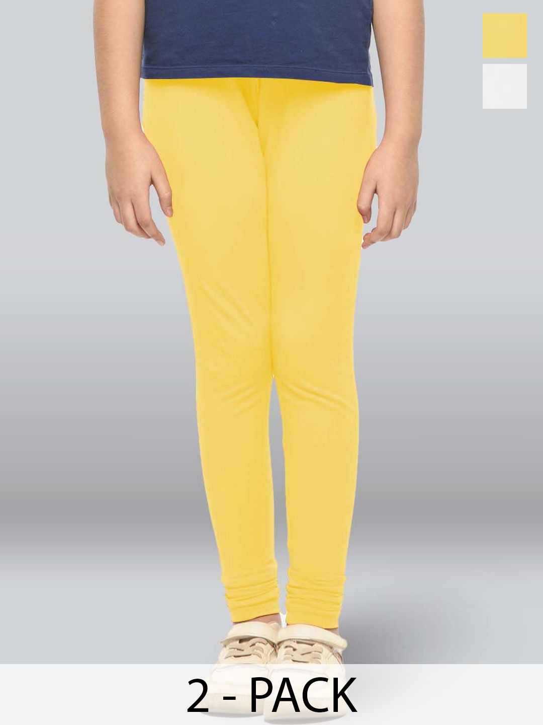 LYRA Girls Pack Of 2 Cotton Ankle-Length Leggings-picture-20