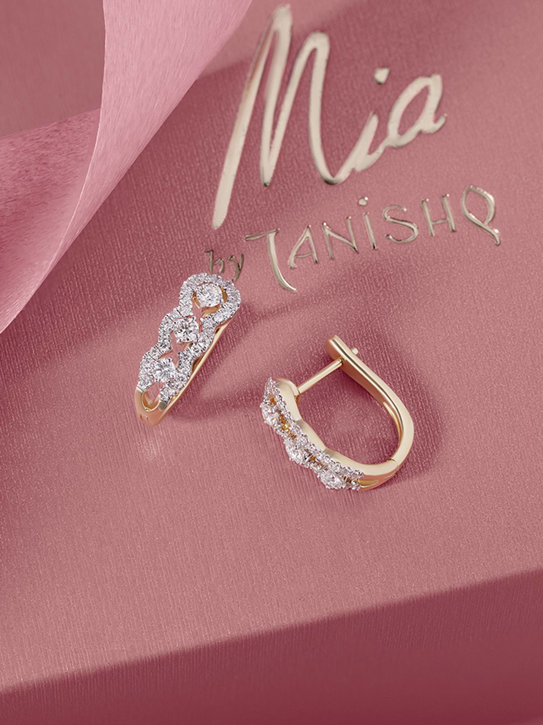 Mia by Tanishq 18KT Yellow Gold Natural Diamond Hoop Earrings - 3.474 gm-picture-33