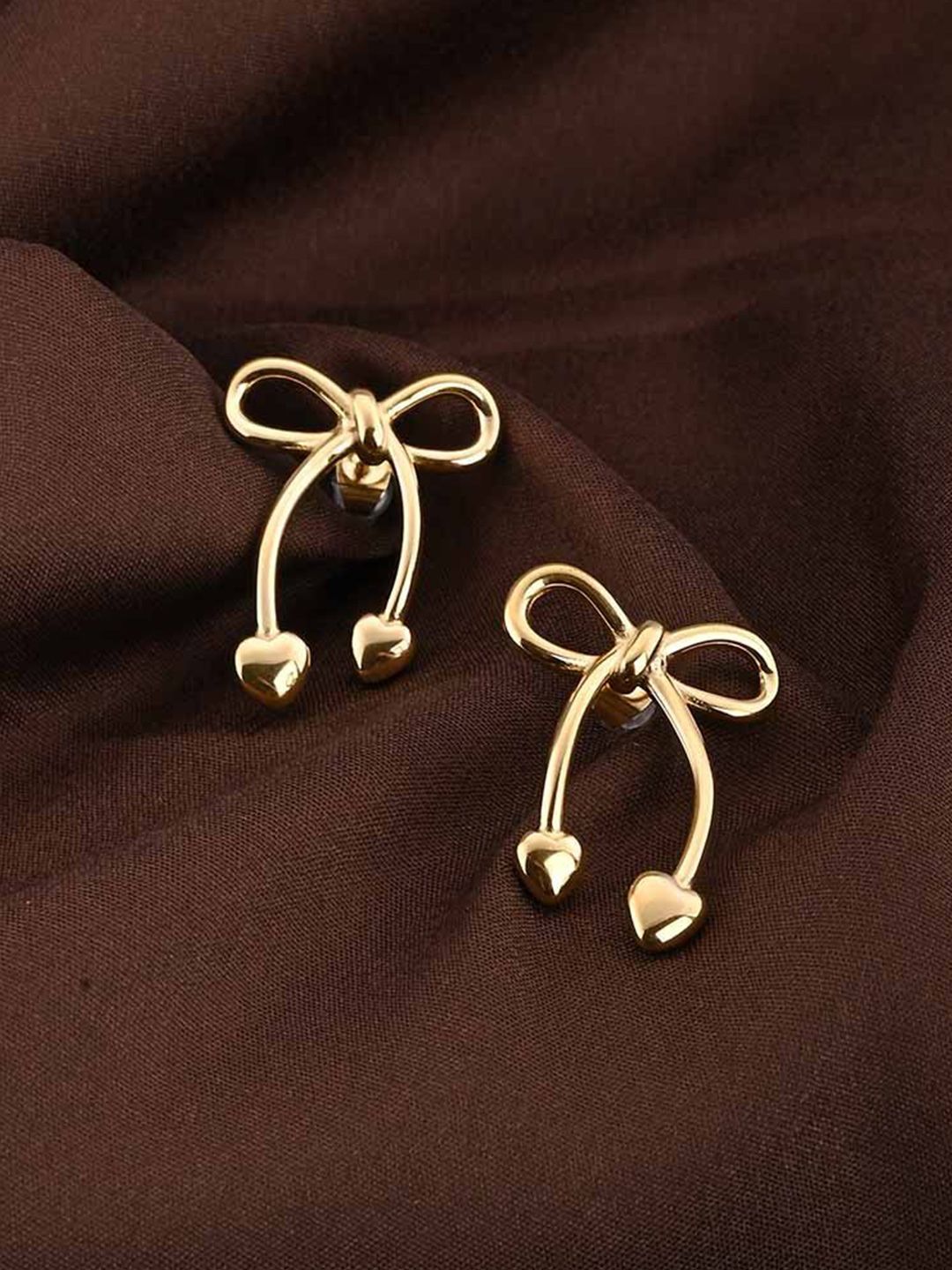 PALMONAS Stainless Steel Silver Plated Contemporary Bow & Heart Drop Earrings-picture-34