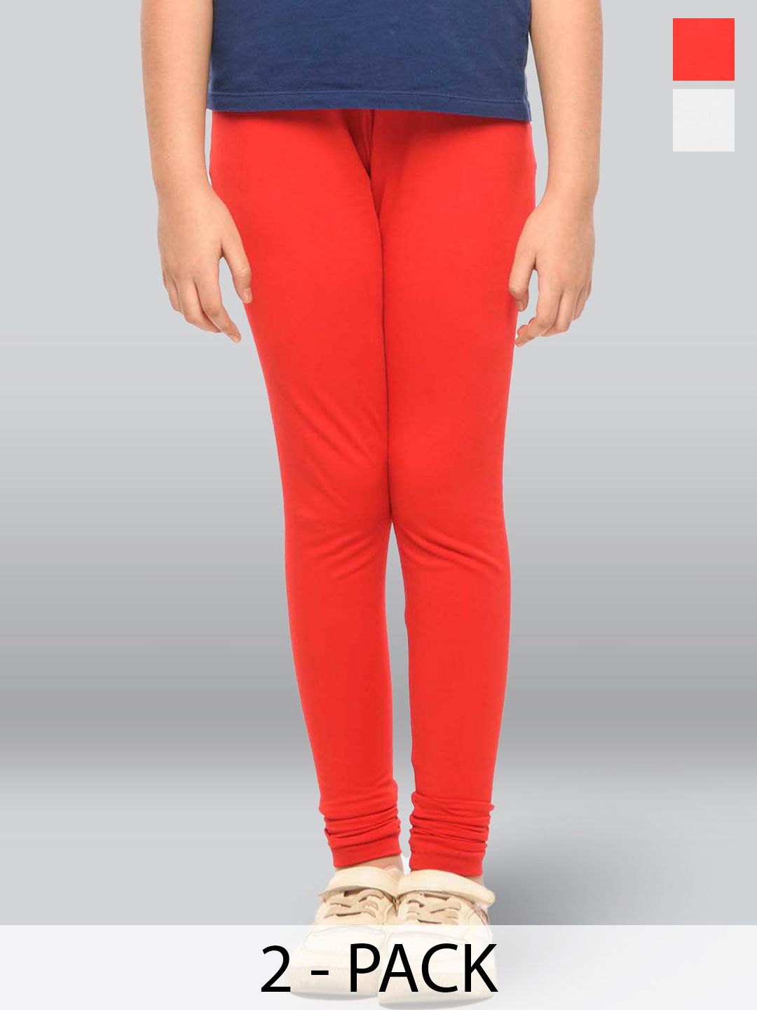 LYRA Girls Pack Of 2 Cotton Ankle-Length Leggings-picture-22