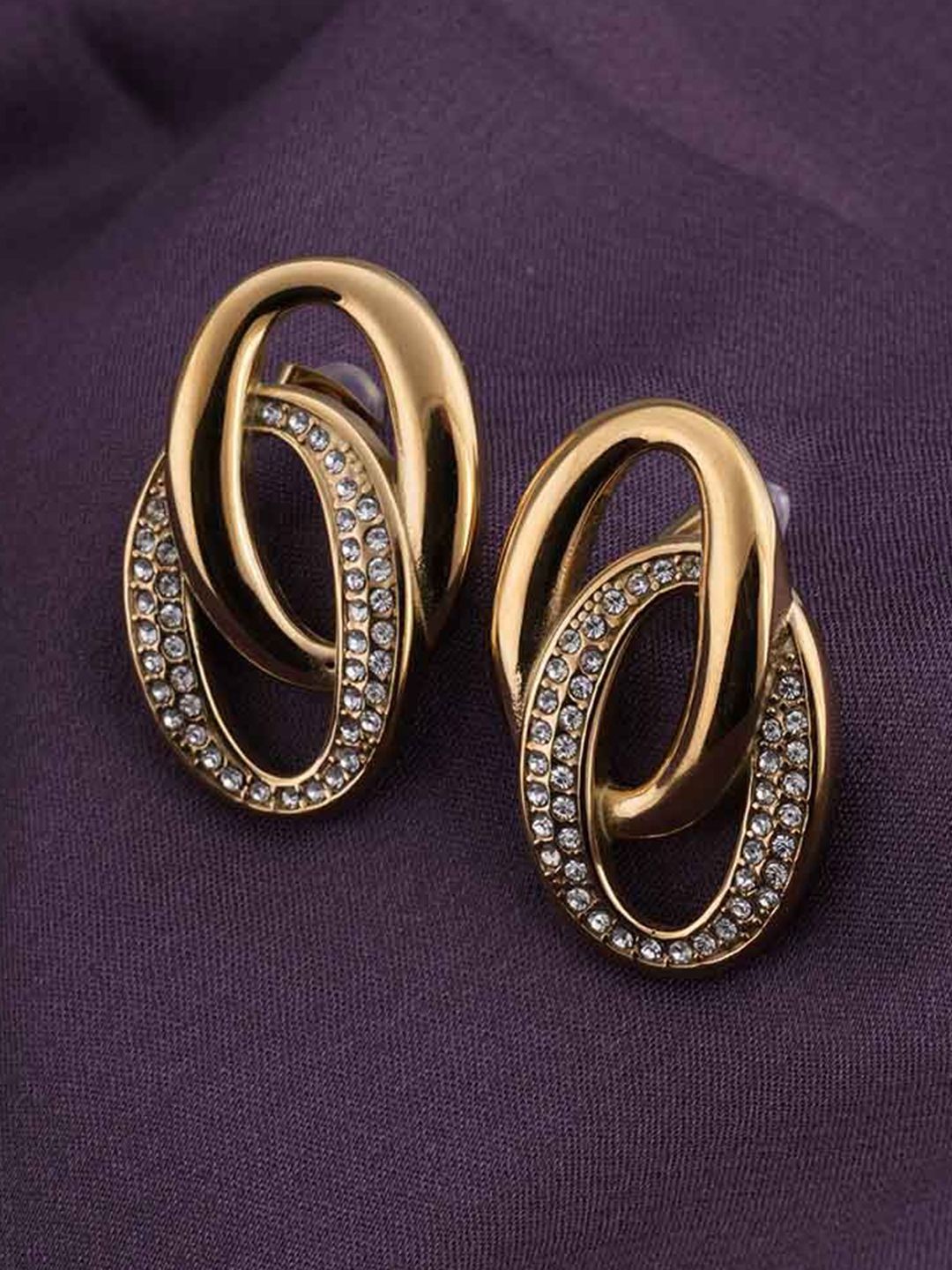 PALMONAS Gold Plated Stainless Steel Cubic Zirconia Studs