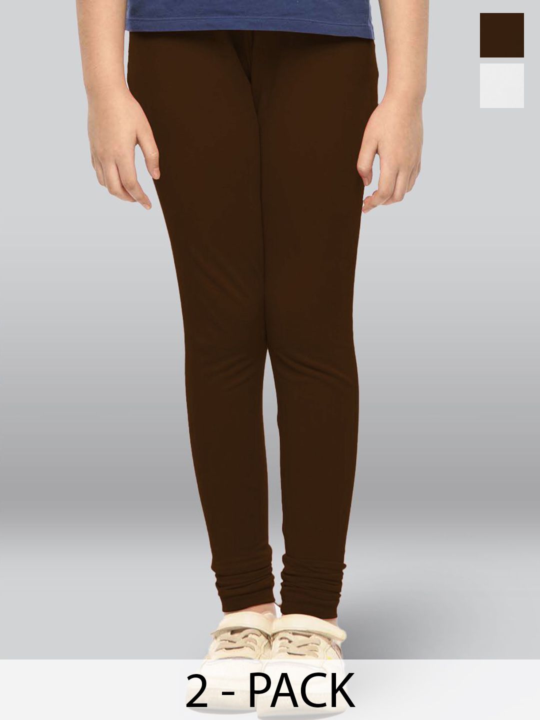 LYRA Girls Pack Of 2 Cotton Ankle-Length Leggings-picture-29